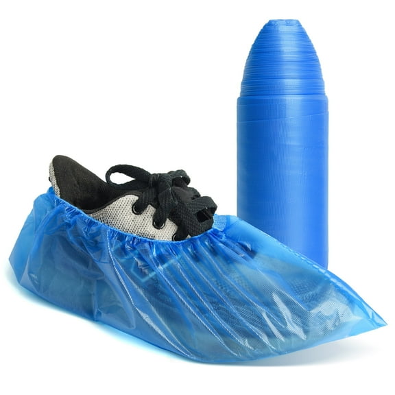 XXXFLOWER Shoe Covers Disposable Blue Non Slip 100 Pack Plastic Waterproof Boot Covers for Indoor and Rain Day Use