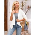 thumbnail image 4 of DARING DIVA Women's 3/4 Sleeve Open Front Loose Cover Ups Lightweight Shrug L White, 4 of 8