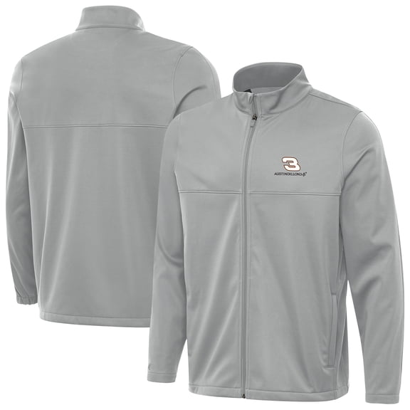 Men's Antigua Gray Austin Dillon Links 2 Full-Zip Golf Jacket