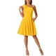 thumbnail image 2 of Vestido de fiesta A-Line con tirante asimétrico y lazo para mujer INSPIRE CHIC, con bolsillos, color amarillo, talla XS, 2 of 6