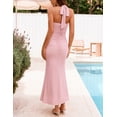 thumbnail image 3 of Merokeety womens 2026 summer sleeveless halter backless ruched slit maxi formal dress pink m, 3 of 4