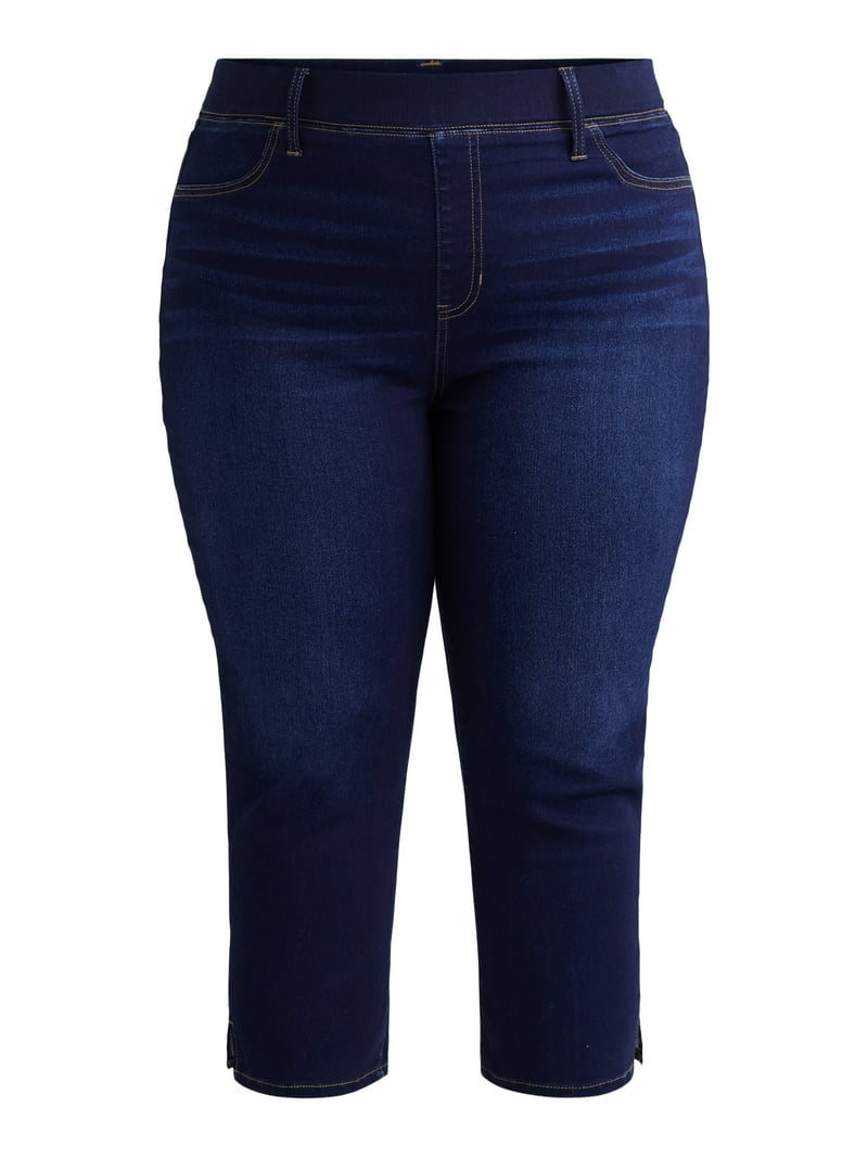 Terra & Sky Women's Plus Size High Rise Capri Jeggings, Pull-On