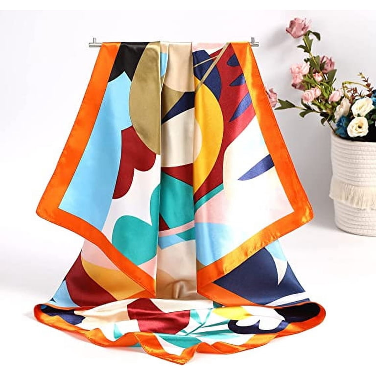 3Pcs Satin Hair Scarves Silk Bandana 35” Large Square Satin Head Scarf - 3Pcs Satin Hair Scarves  main image 3
