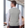 thumbnail image 3 of INSPIRE CHIC Men's Casual Pullover V-Neck Solid Lightweight Cable Knit Sweater Vest M Light Gray, 3 of 6