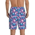 thumbnail image 4 of Lsque Blue Flower Skull Mens Sleep Pajama Shorts,Short Pajama Pants, Cotton Ultra-Soft Knit-X-Large, 4 of 9
