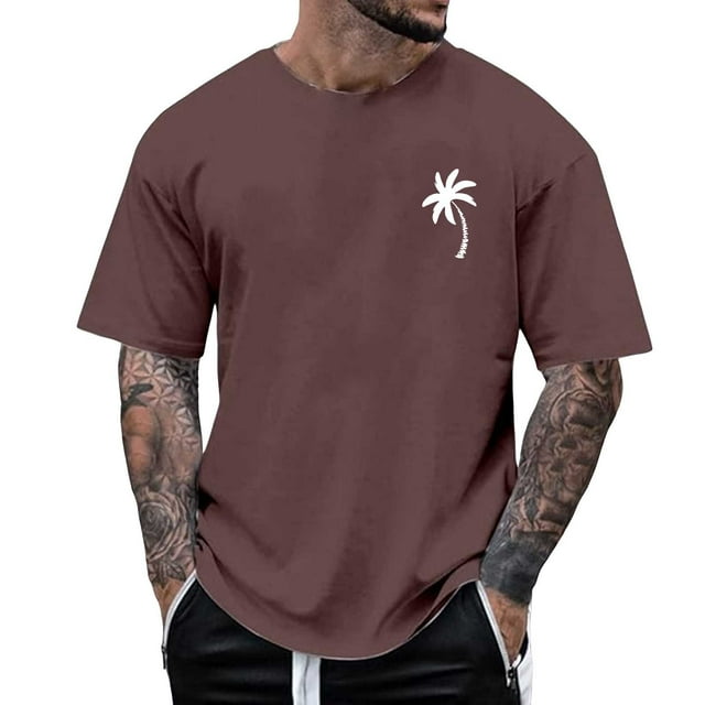 T-shirts pour Hommes Été Décontracté avec Imprimé Arbre Manches Courtes Col Rond pour Usage Quotidien