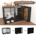 thumbnail image 4 of Amoveo 32.7" Foldable Dog Crate for Small Dogs, 3-in-1 Metal Kennel & Playpen with Wheels & Feeding Bowls, Escape-Proof Indoor Outdoor Cage,Brown, 4 of 10