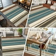 thumbnail image 6 of Turquoise Beige Striped 5x8 Area Rugs, Modern Farmhouse Vertical Stripes Non-Skid Rubber Backing Large Rectangle Rugs - Living Room Bedroom Home Office, Indoor Floor Mat Carpets Washable Rug, 6 of 9