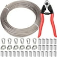 thumbnail image 1 of AFences Cable de acero inoxidable de 1/8 pulgadas, cuerda de alambre de 100 pies con funda de bucle y dedal de cuerda de alambre, alambre de metal con núcleo de 7 x 7 para sistema de barandillas de cu, 1 of 5