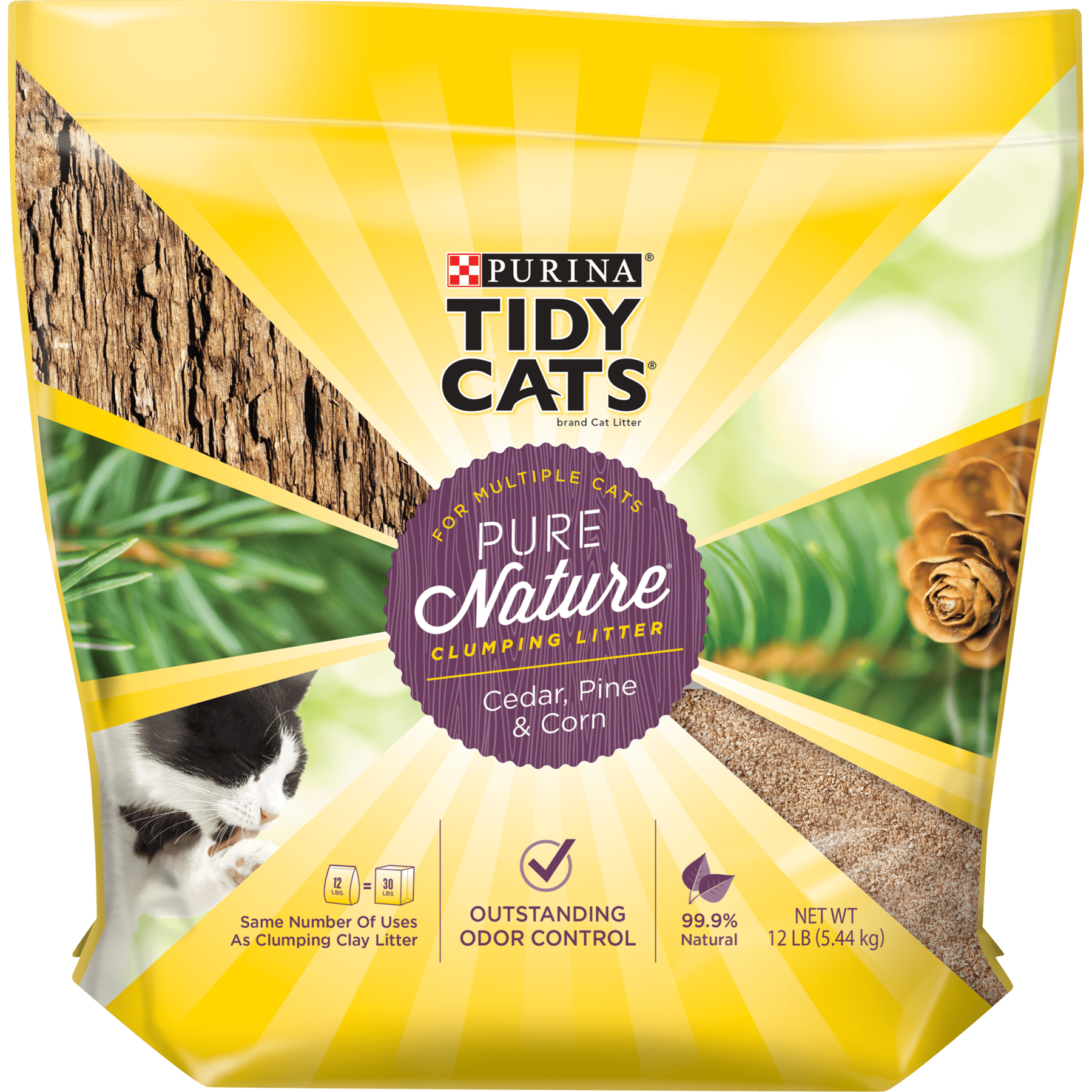 Purina Tidy Cats Pure Nature Cedar, Pine Corn Clumping Cat Litter For