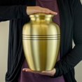 thumbnail image 3 of Classic Three Bands Gold Cremation Urn - Extra Large, Brass, 12 Inches High, 3 of 6
