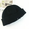 thumbnail image 4 of dianhelloya Warm hat Unisex Hat Retro Style Washable Solid Color Non-Fading Windproof Keep Warm Acrylic Autumn Winter Hole Knitted Cap with Ring Decor for Travel Coffee, 4 of 8