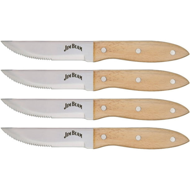 Jim Beam Premium Serrated Triple Riveted Contour Wood Grip Handles