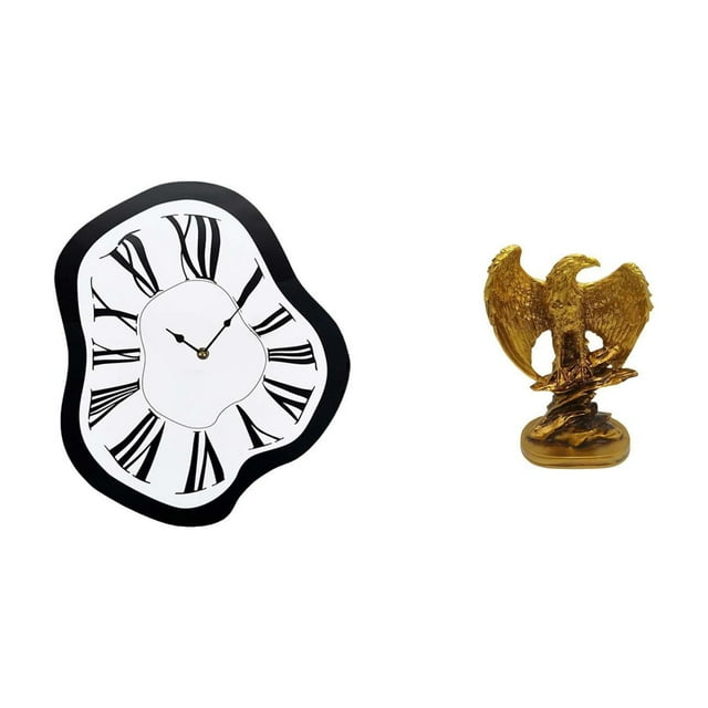Reloj de pared,Reloj de pared interior nórdico con números romanos,Relojes distorsionados Reloj electrónico de lujo moderno,Escultura,Estatua de resina,figura decorativa para el hogar
