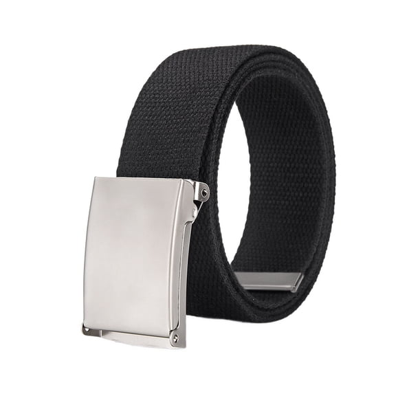 SWSMCLT Men's Metal Web Belt Fashion Braided Belt Braided Canvas Metal Buckle Summer Holeless Basic Belts Black X-Small-Large