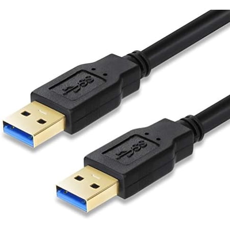 USB 3.0 Male to Male Cable 1FT Type A Male to A Male Cord 5 Gbps Double USB a to USB a Cable Compatible with Hard Drive Cooling Fan/pad DVD Player and More (Black, 1FT)