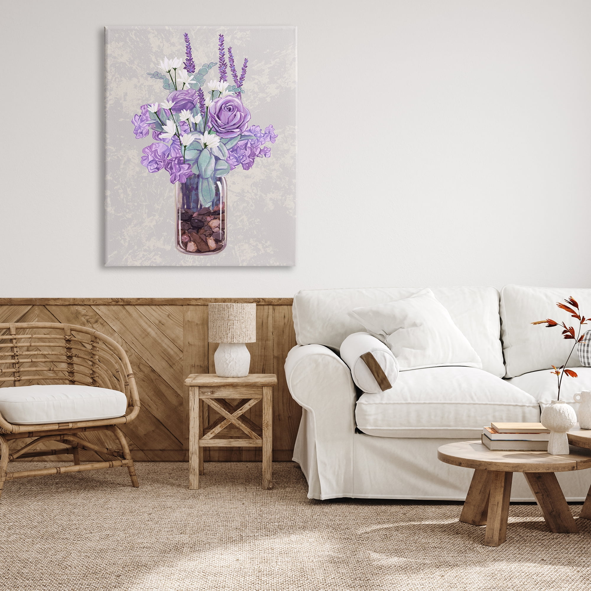 Stupell Industries Mixed Purple Bouquet Full Rose Wildflower Blooms Graphic Art Gallery Wrapped Canvas Print Wall Art, Design by Ziwei Li