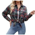 thumbnail image 1 of Chemise Classique à Carreaux en Flanelle à Manches Longues Surdimensionnée Décontractée pour Femmes, 1 of 3