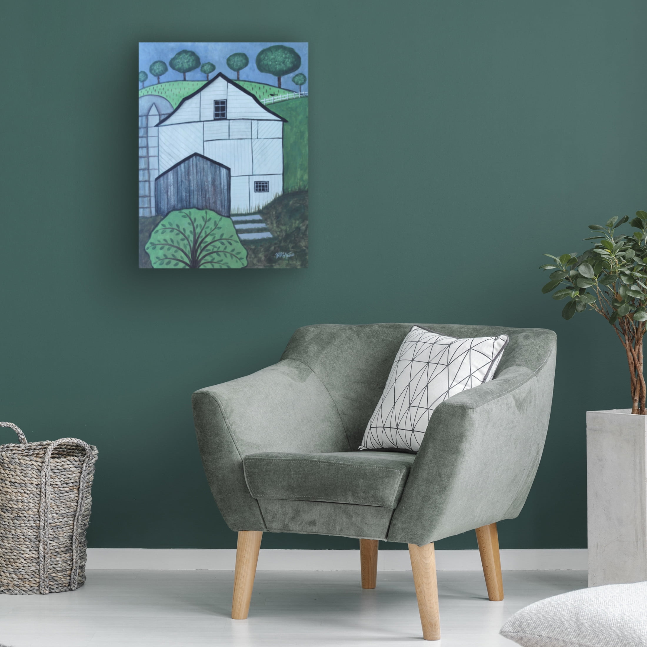 Canvas Wall Art - Karla Gerard 'White Barn and Silo' Wall Art for Living Room, Bedroom, or Office Décor by Trademark Fine Art - 24 x 32 Inches