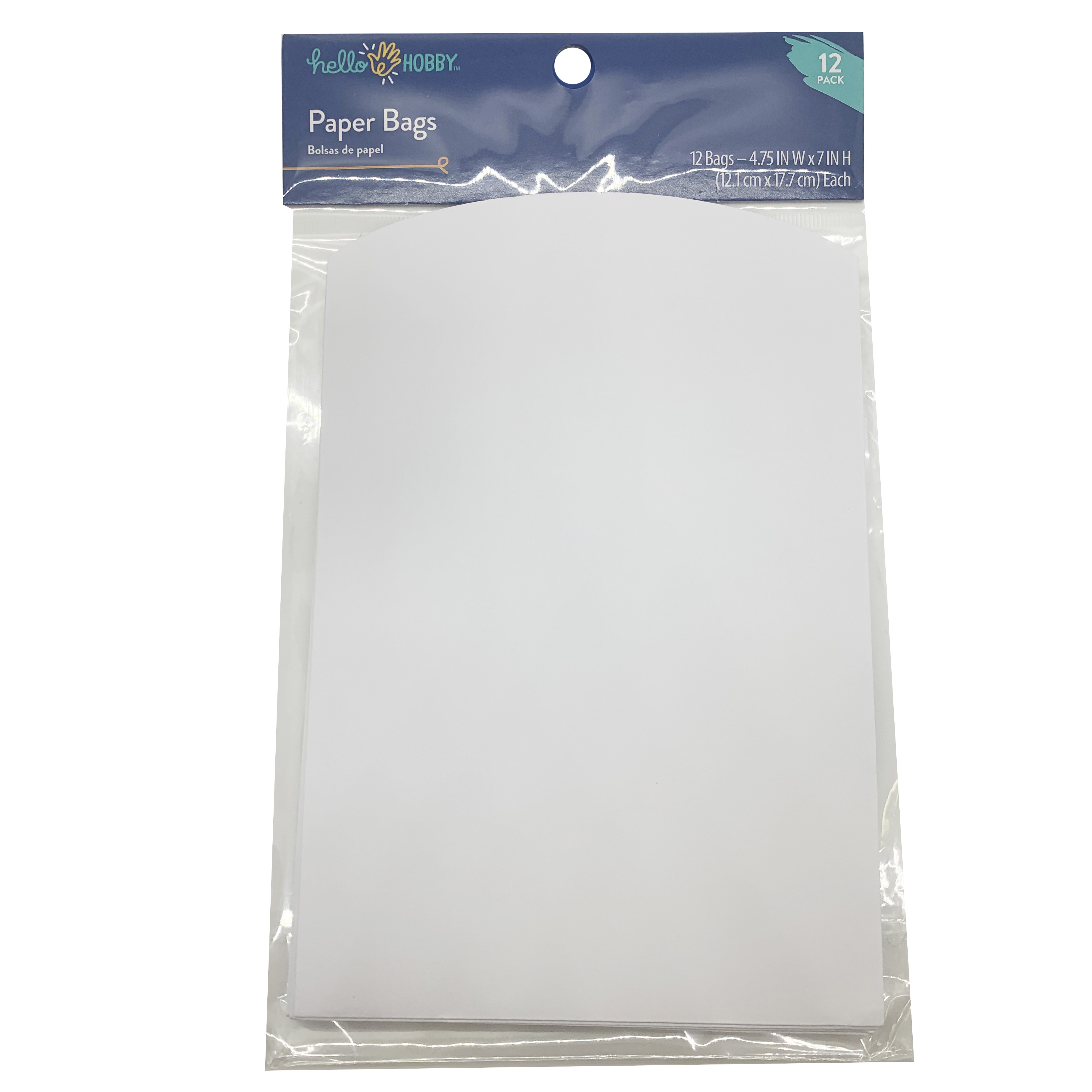 Hello Hobby White Paper Treat Craft Storage Bag, 12 Pack, Size 4.75x7