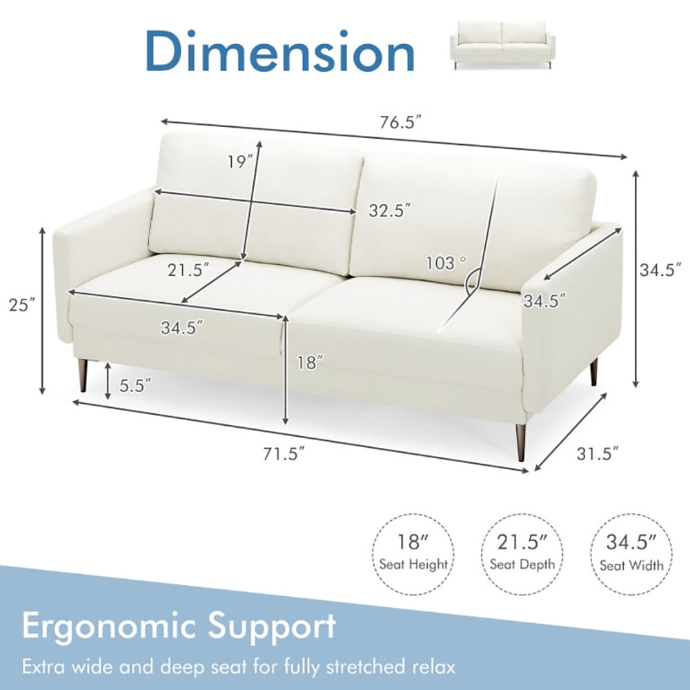 Finihen Convertible Sleeper Sofa Bed, Sectional Couch, Loveseat Sofa, Modern Loveseat with Comfy Backrest Cushions, for Living Room, Bedroom, White