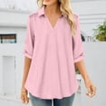 thumbnail image 5 of Guluxicc Women's Lounge Shirts Lightweight Collared V Neck Long Sleeve Solid Tops for Summer Casual Outfits, 5 of 6