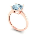 thumbnail image 2 of Clara Pucci 14K Rose Gold Solid Gold Blue Solitaire Anniversary Ring for Women - 2.5 cttw Cushion Cut, 2 of 7