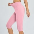 thumbnail image 5 of TFEOQRY Women's Yoga Pants Solid Colored Capris Pants with Pockets Medium Waist Trousers Pink, 5 of 8