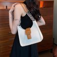 thumbnail image 1 of Bolso cruzado informal para mujer, Bolso tipo cubo de PU con cremallera, cadenas de gran capacidad, resistente al agua, 1 of 8