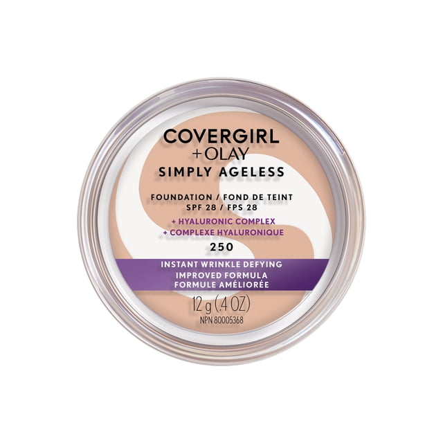 COVERGIRL Simply Ageless Instant Wrinkle Defying Foundation with Hyaluronic Complex, Vitamin C, and Niacinamide - SPF 28, 100% Cruelty-Free