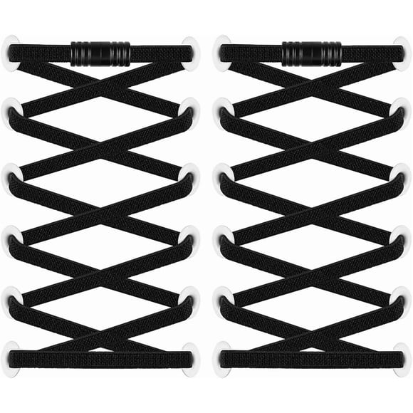 2 pares Cordones de Silicona Cordones Elásticos para Adultos con 4 pares Shoelaces Hebilla Magnética Zapatillas Elásticas de Tenis Cordones Se Adapta a Todo Tipo de Zapatos