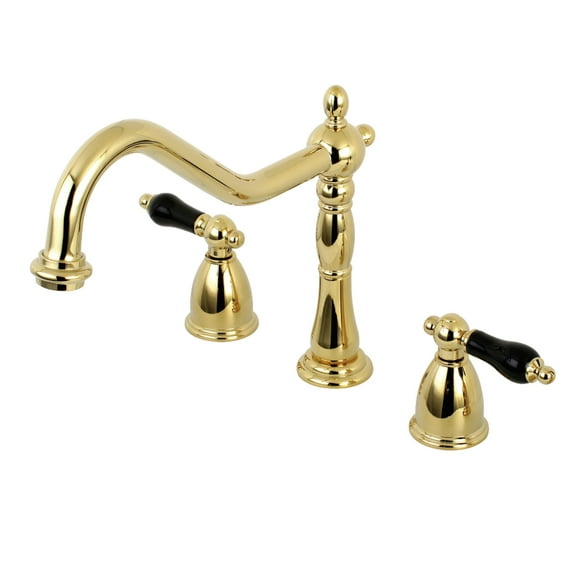 Kingston Brass KB1792PKLLS Duchess Double-Handle 3-Hole Widespread Kitchen Faucet in Polished Brass