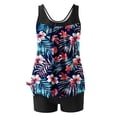 thumbnail image 5 of CALAFEBILA Modest Women Swimsuit Tankini 2 Piece Floral Print Pleated Bathing Suits, 5 of 6