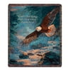 Blue and Brown American Majesty Eagle Inspirational Psalm Tapestry Throw Blanket 50" x 60"