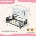 thumbnail image 2 of Barara King Bed Frame Platform,Twin Wood House Bed Montessori Floor Bed with 2 Shelves and Guardrails-Gray & White, 2 of 6