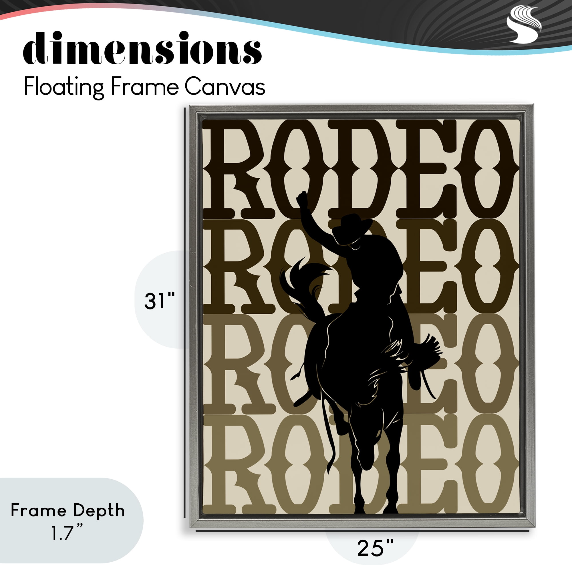 Stupell Industries Rodeo Gradient Cowboy Gray Framed Floater Canvas Wall Art, design by CAD Designs
