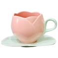 thumbnail image 1 of Ndcxsfigh Bonita Tulipán Con Platillo Cerámica Vajilla para Capuchino (rosa Corto), 1 of 9