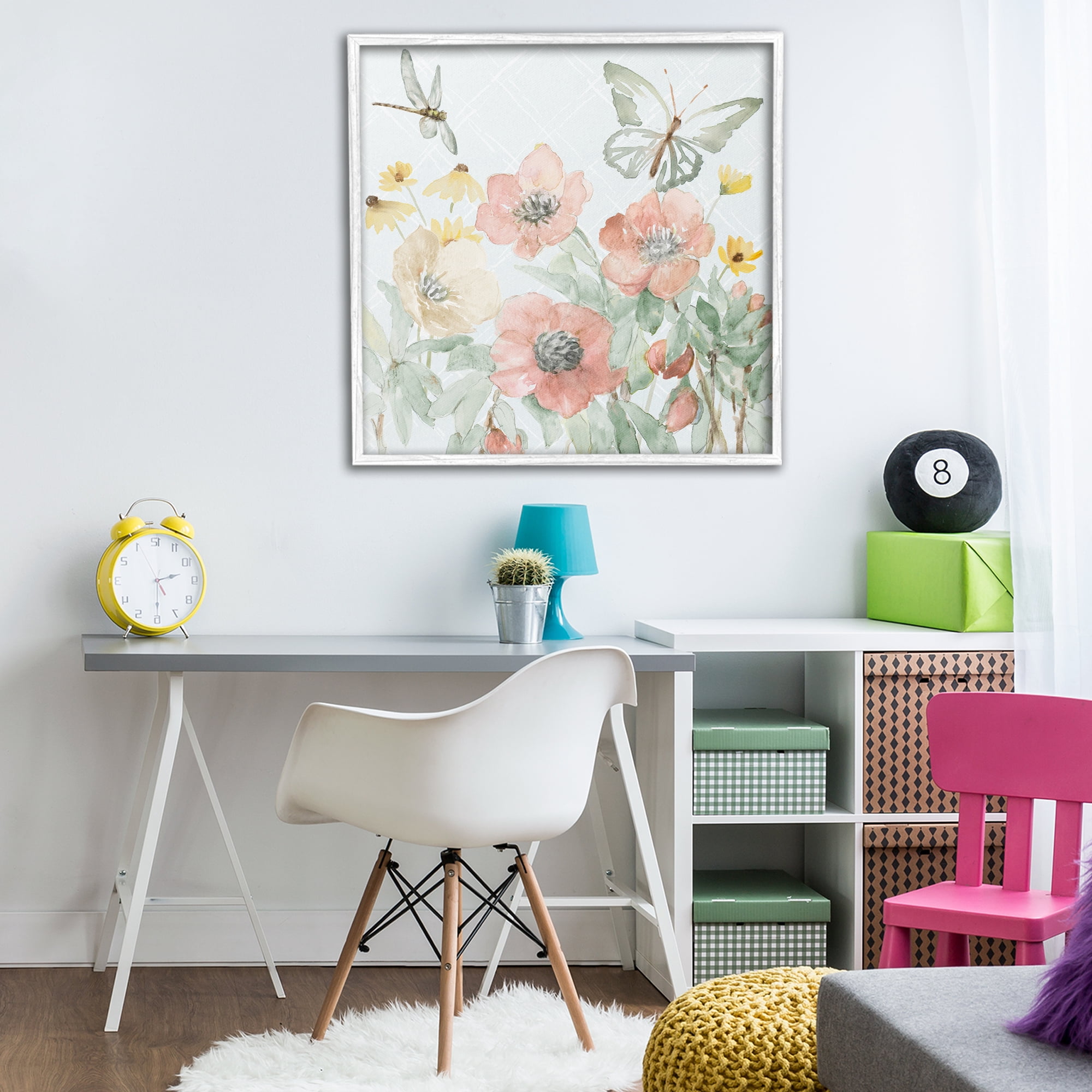 Stupell Industries Garden Joy Butterflies White Framed Giclee Art, design by Lanie Loreth