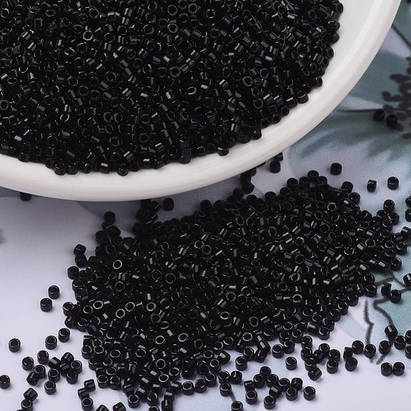 MIYUKI Delica Beads Cylinder Japanese Seed Beads 11/0 (DB0010) Opaque Black 1.3x1.6mm Hole: 0.8mm about 2000pcs/bottle 10g/bottle