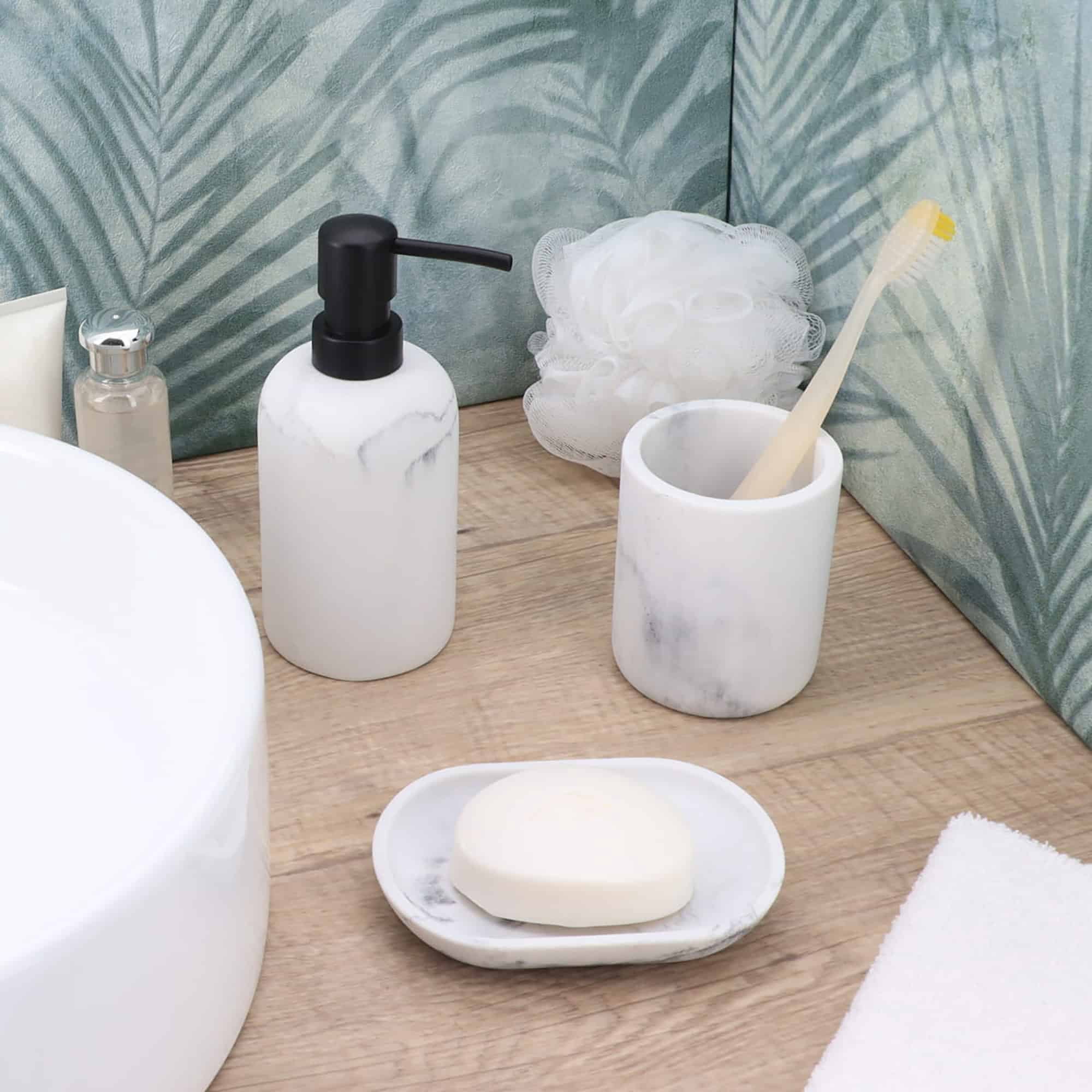 Evideco French Home Goods New Marble Matte 10 oz Commercial Soap & Lotion Dispensers