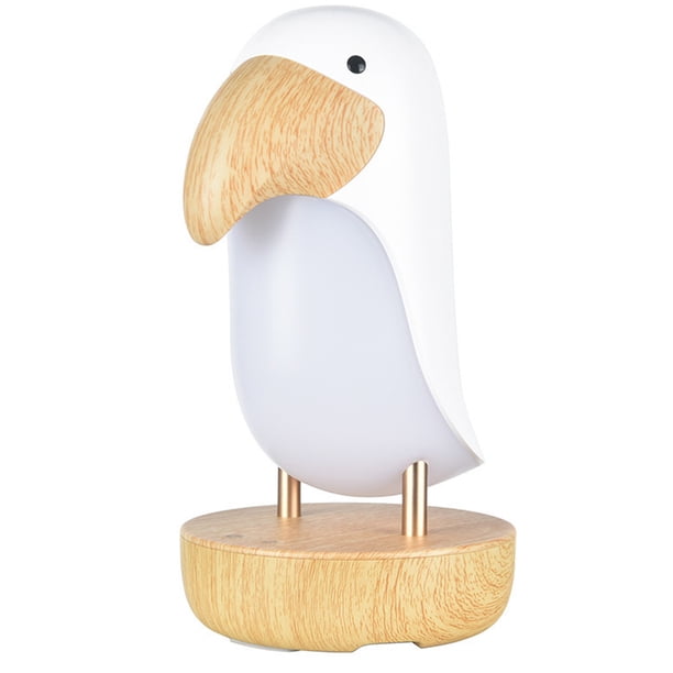 Lámpara de mesa creativa de dibujos animados de cálao, lámpara de noche de madera para pájaros