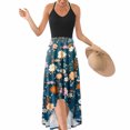 thumbnail image 2 of Vestido de verano para mujer, ajustado, de cintura alta, línea A, vestidos sin mangas de retazos, Sexy, cuello en V, dobladillo sin espalda, vestido veraniego oscilante Fridja  hjkh2077, 2 of 5