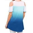 thumbnail image 3 of VSNOW Women Short Sleeve Blouse Cold Shoulder Round Neck Loose Tunic Tops T Shirt, 3 of 4