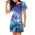 thumbnail image 2 of Naloa Night At Lake Aurora 1 Print Women Nightgowns,Womens Loungewear,Short Sleeve Sleepwear,Comfy Ladies Nightdress, 2 of 6
