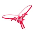 thumbnail image 4 of Tanga de mujer sin entrepierna, de tiro bajo, con perlas y flores para masajes rojo, 4 of 7