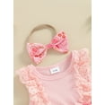 thumbnail image 6 of Bslissey Baby Girls Sleeveless Romper Dress Infant Lace Patchwork Cute Flower Strawberry Print Jumpsuit with Headband Newborn Summer Casual A-line Dress 0-18 Months, 6 of 8