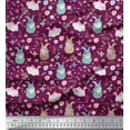 thumbnail image 1 of Soimoi Cotton Poplin Fabric Floral & Rabbit Kids Print Fabric by The Yard 42 Inch Wide, 1 of 3