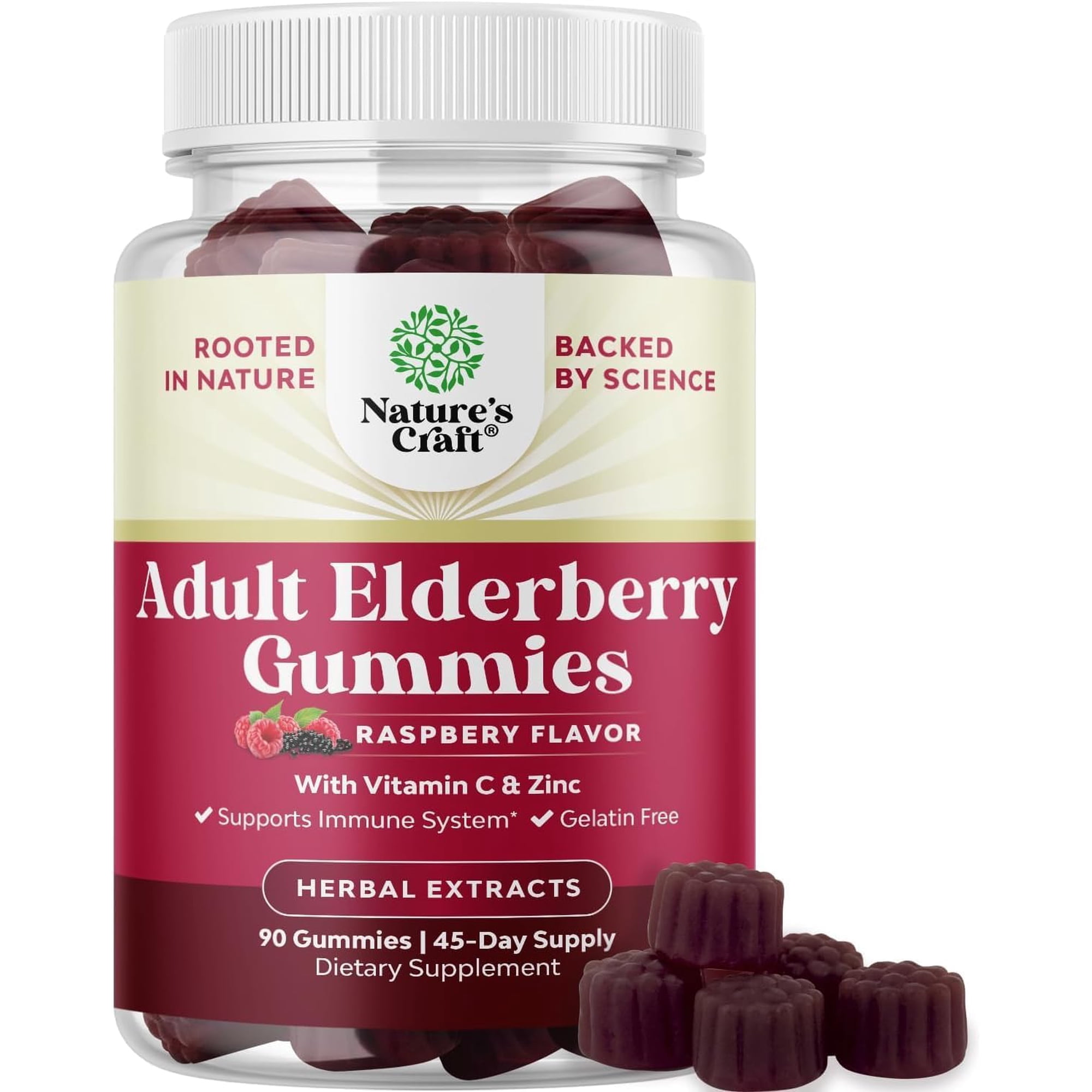 Elderberry Vitamin C and Zinc Gummies - Advanced Immune Booster Sambucus Elderberry Gummies for Adults - Super Antioxidants Supplement Immunity Vegan Halal Black Gummy 90ct