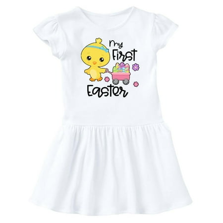 

Inktastic My 1st Easter with Baby Chick and Eggs in Wagon Gift Baby Girl Dress
