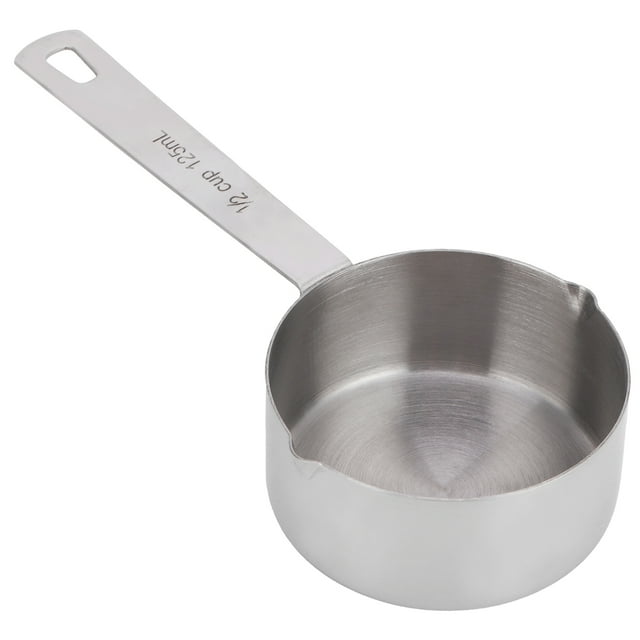 Juego de cucharas medidoras para hornear de acero inoxidable, 1/2 taza 125 ml, cucharas de cocina precisas con básculas para cocinar